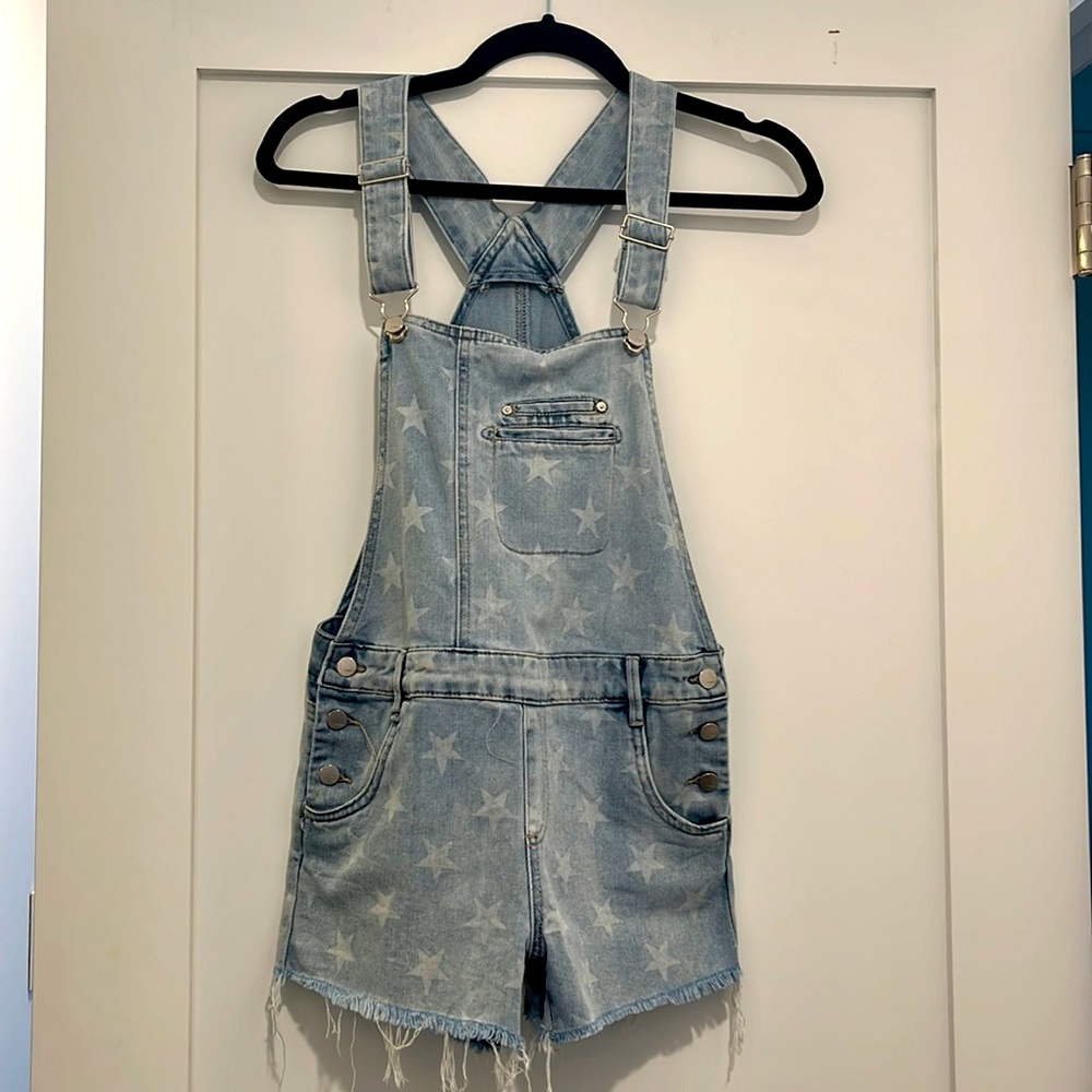 Girls denim overall shorts. Tractr size 12.
